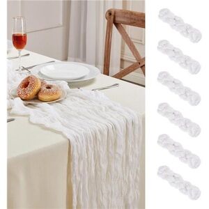 6 Pack White Cheesecloth Table Runner 10FT Long Boho Gauze Table Runner Rustic
